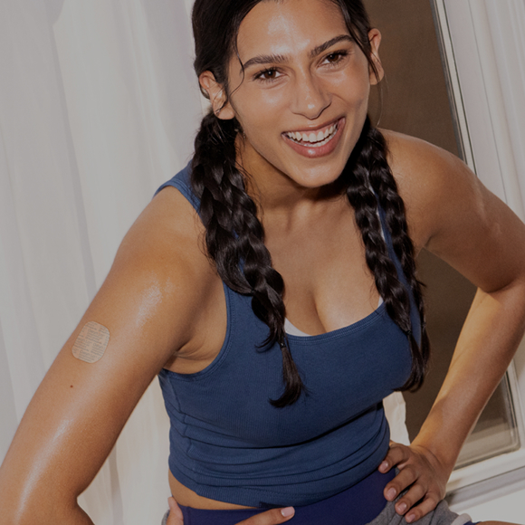 A birth control patch worn on the upper arm 